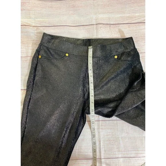Michael Michael Kors Women's Metallic Black/Gold Foil Leggings - Medium - Picture 6 of 14